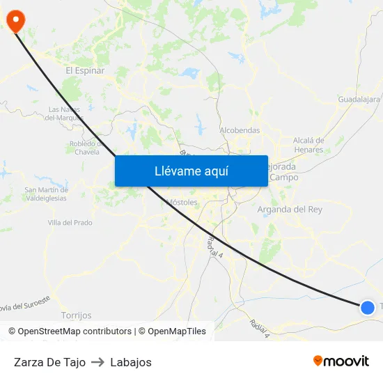Zarza De Tajo to Labajos map