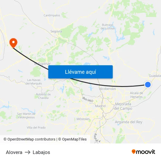 Alovera to Labajos map