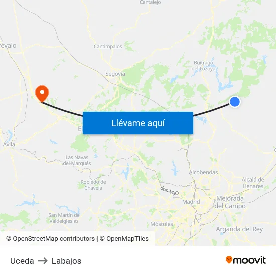 Uceda to Labajos map