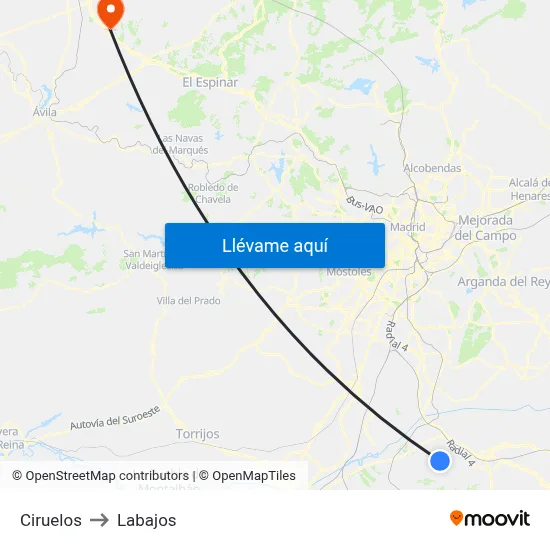 Ciruelos to Labajos map