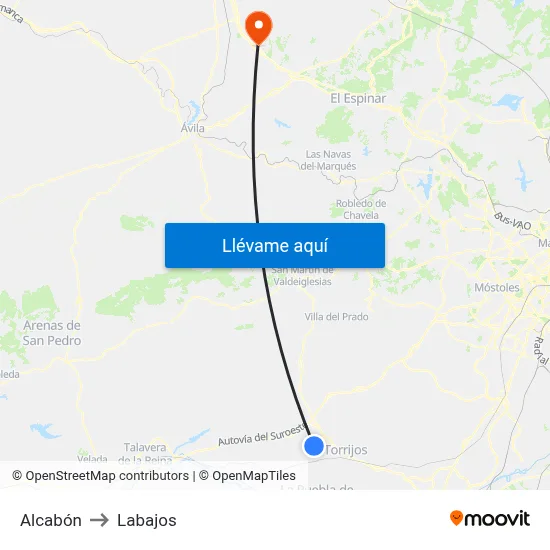 Alcabón to Labajos map
