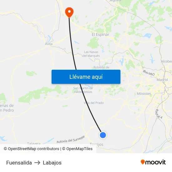 Fuensalida to Labajos map