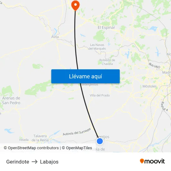 Gerindote to Labajos map