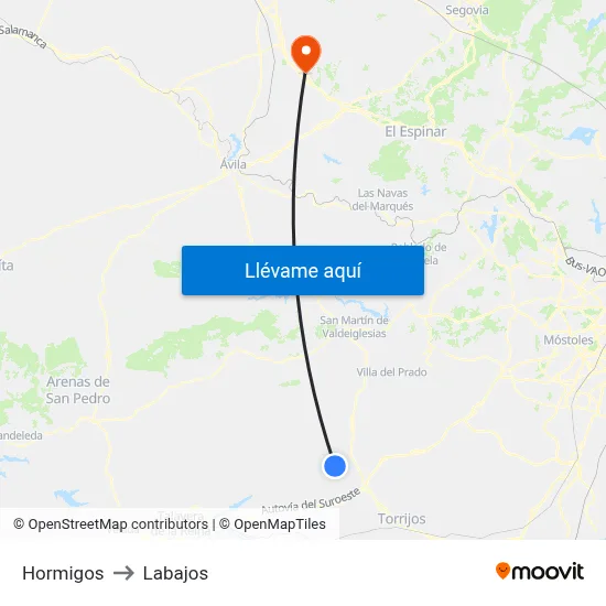 Hormigos to Labajos map