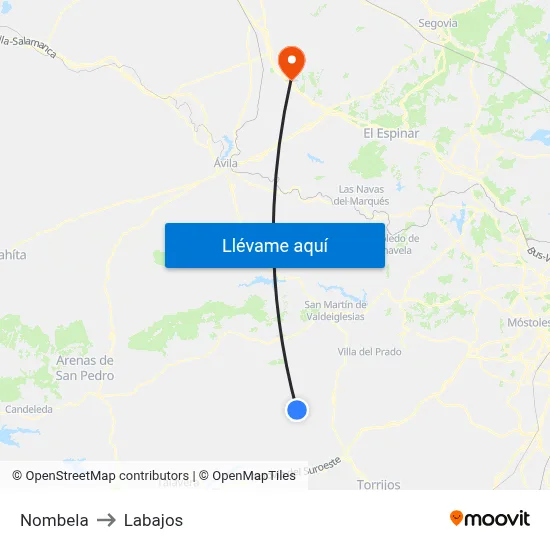 Nombela to Labajos map