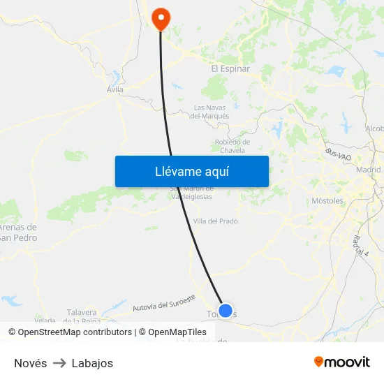 Novés to Labajos map