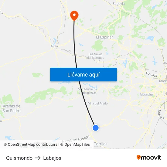 Quismondo to Labajos map
