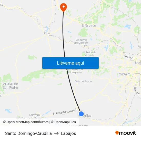 Santo Domingo-Caudilla to Labajos map