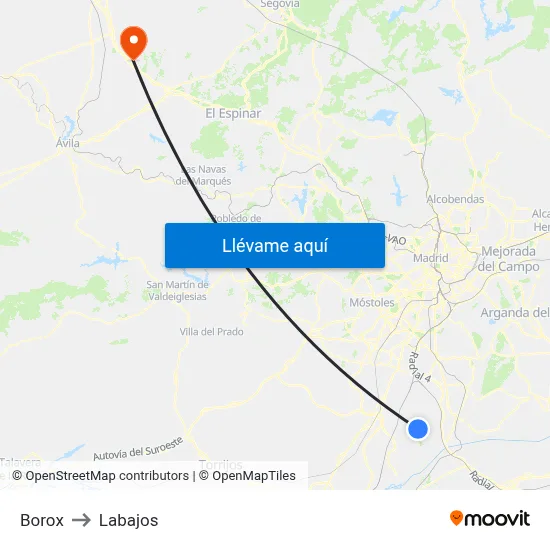 Borox to Labajos map