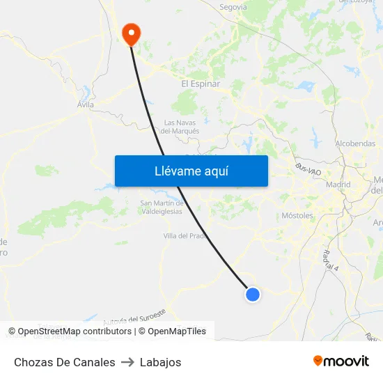 Chozas De Canales to Labajos map