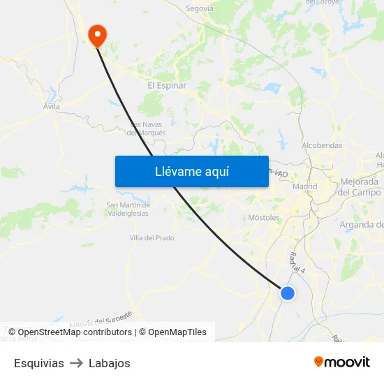 Esquivias to Labajos map