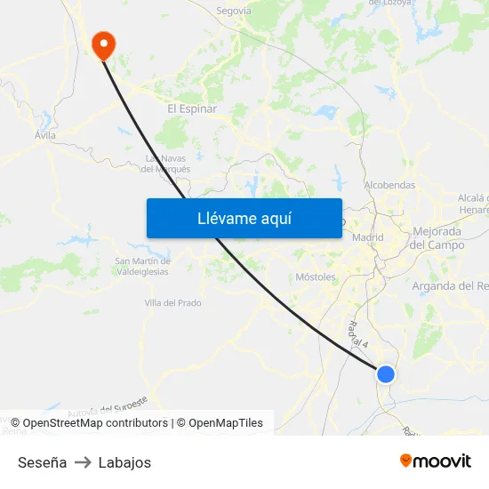 Seseña to Labajos map