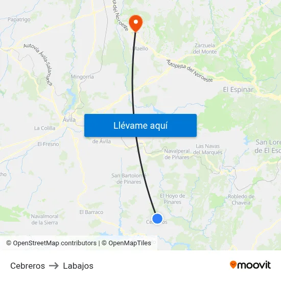 Cebreros to Labajos map
