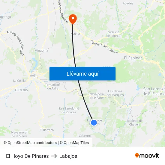 El Hoyo De Pinares to Labajos map