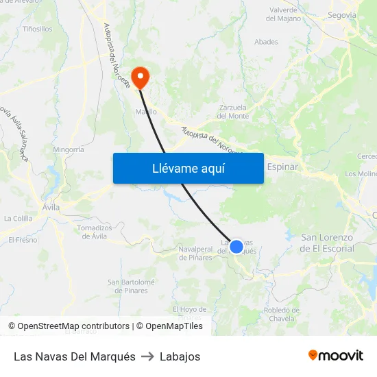 Las Navas Del Marqués to Labajos map