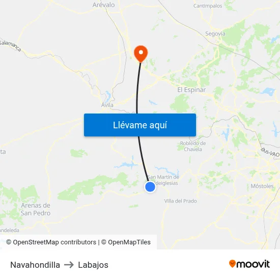 Navahondilla to Labajos map