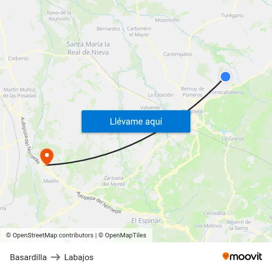 Basardilla to Labajos map