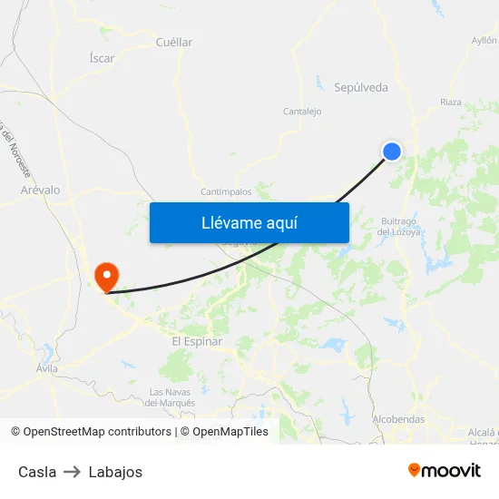 Casla to Labajos map