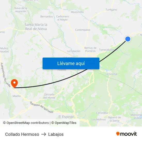 Collado Hermoso to Labajos map