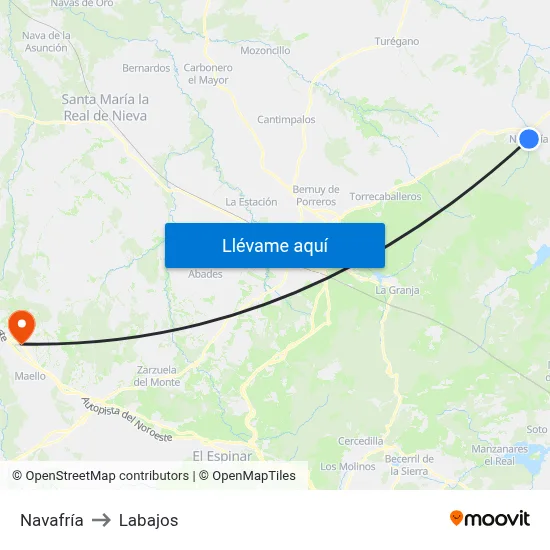 Navafría to Labajos map