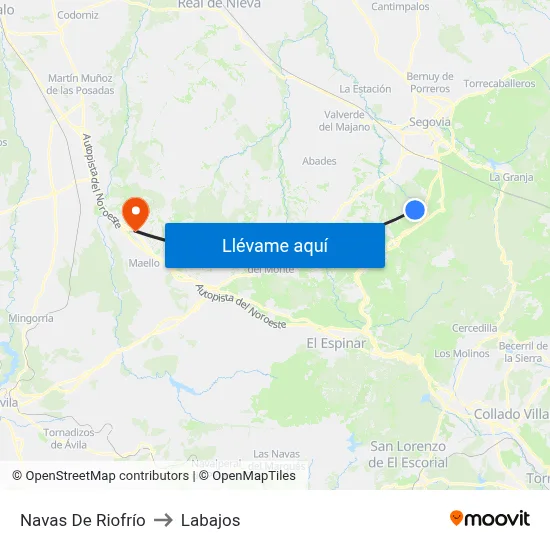 Navas De Riofrío to Labajos map