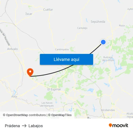 Prádena to Labajos map