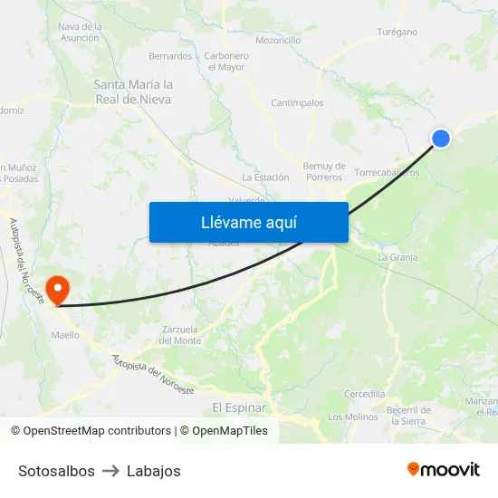 Sotosalbos to Labajos map