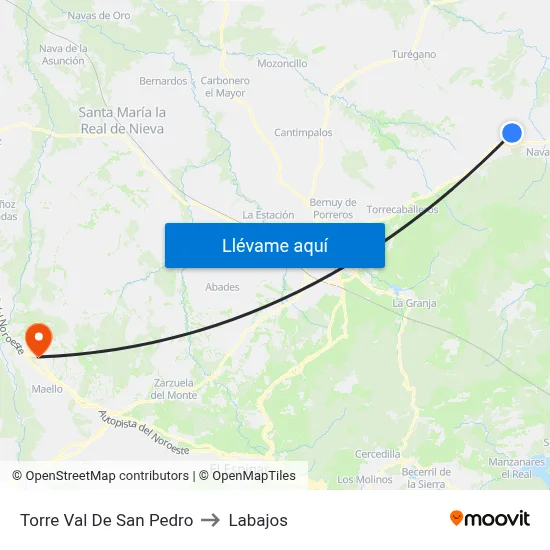 Torre Val De San Pedro to Labajos map