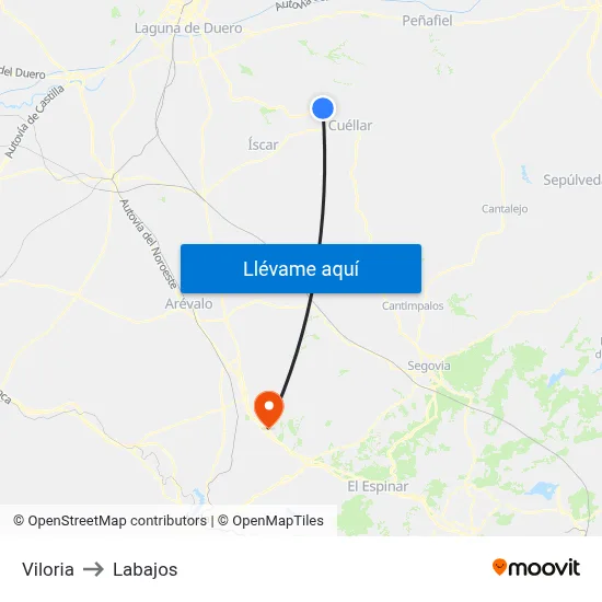 Viloria to Labajos map