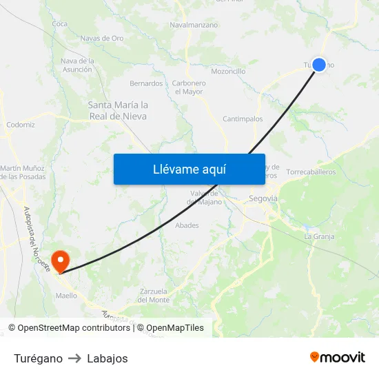 Turégano to Labajos map