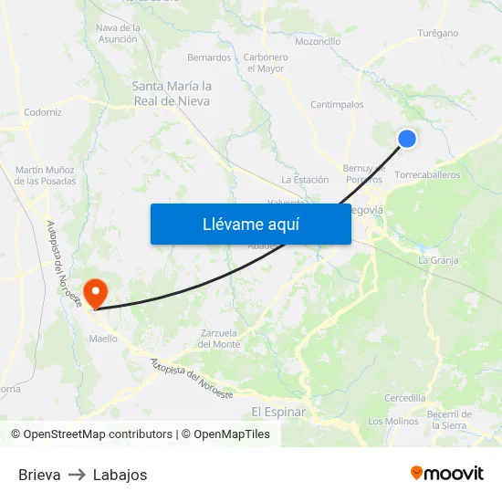 Brieva to Labajos map