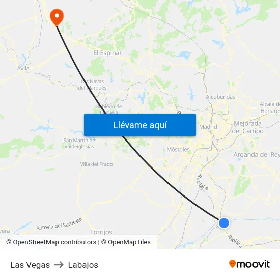 Las Vegas to Labajos map