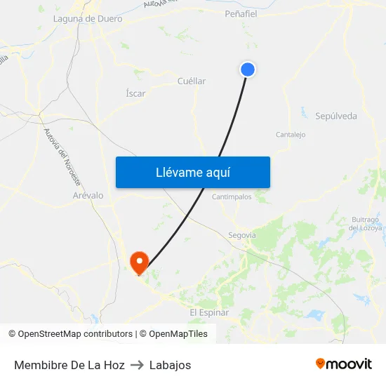 Membibre De La Hoz to Labajos map