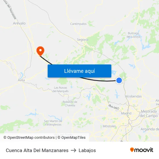 Cuenca Alta Del Manzanares to Labajos map