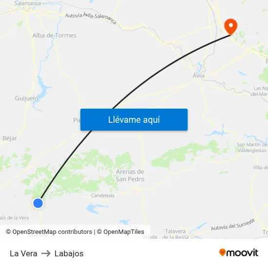 La Vera to Labajos map