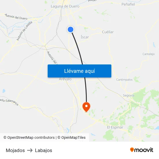 Mojados to Labajos map