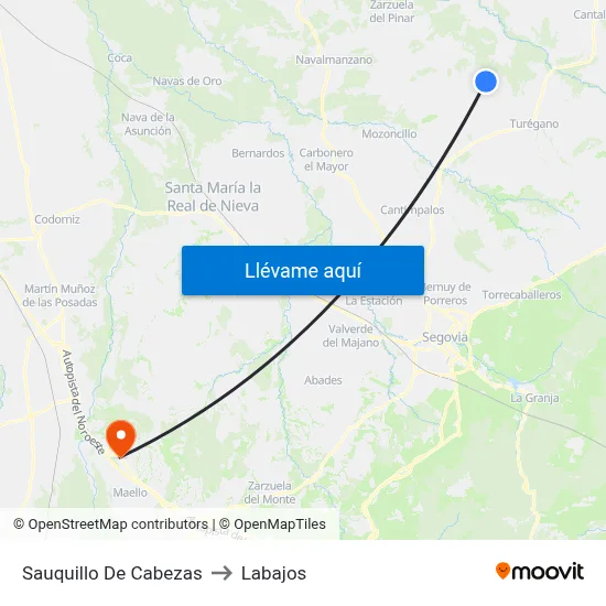 Sauquillo De Cabezas to Labajos map