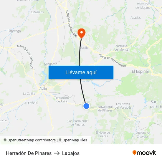 Herradón De Pinares to Labajos map
