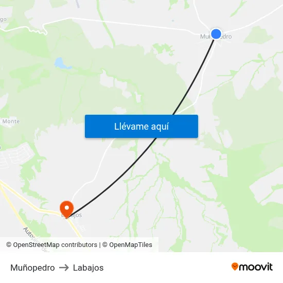 Muñopedro to Labajos map