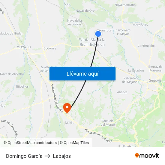 Domingo García to Labajos map