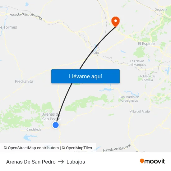 Arenas De San Pedro to Labajos map
