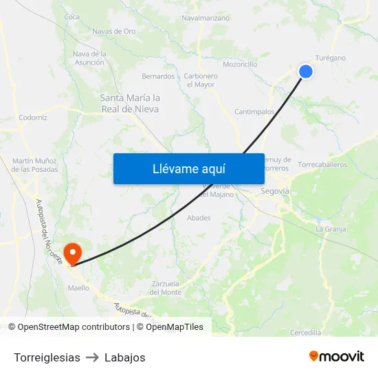 Torreiglesias to Labajos map