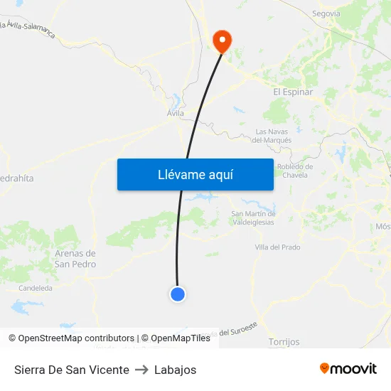 Sierra De San Vicente to Labajos map