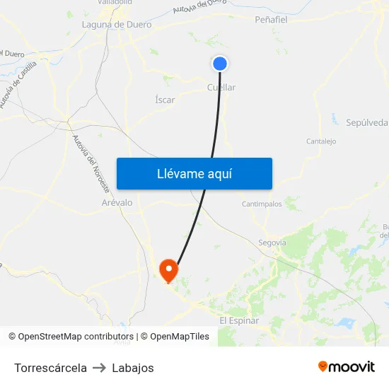 Torrescárcela to Labajos map