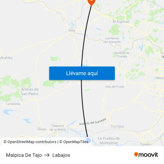 Malpica De Tajo to Labajos map