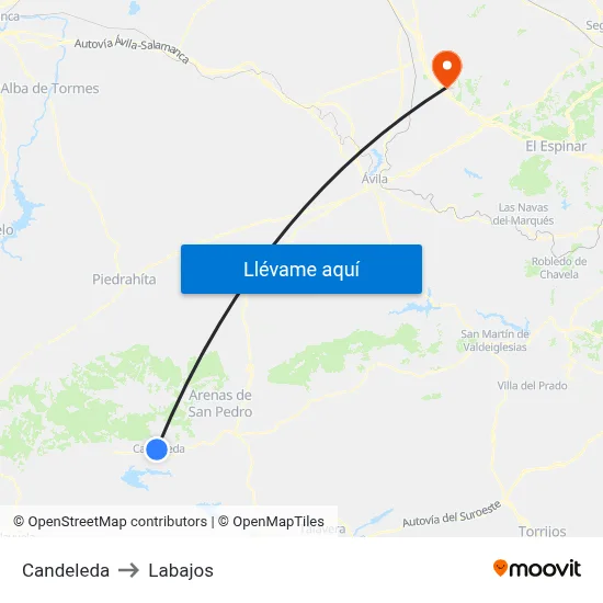 Candeleda to Labajos map