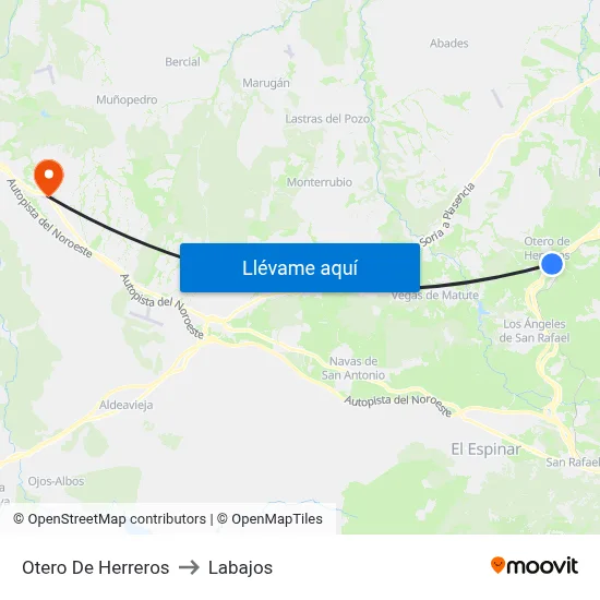 Otero De Herreros to Labajos map