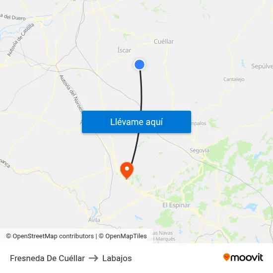Fresneda De Cuéllar to Labajos map