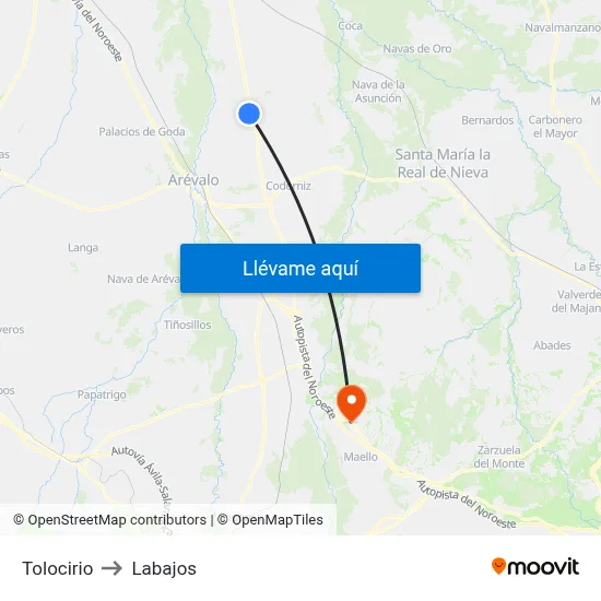 Tolocirio to Labajos map