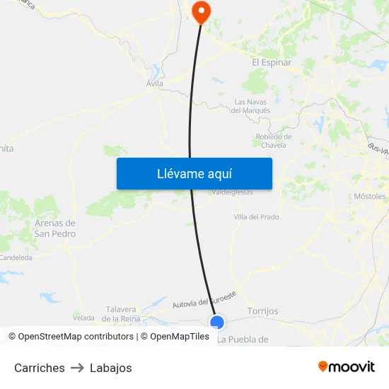 Carriches to Labajos map